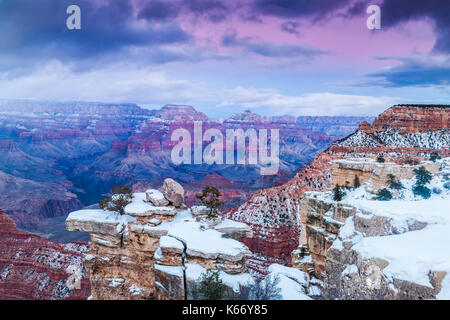 Scenic view of snow at canyon Stock Photo
