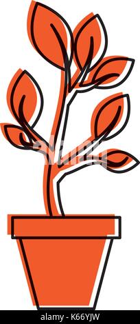 growing tree sprouts rising from ceramic pot concept Stock Vector