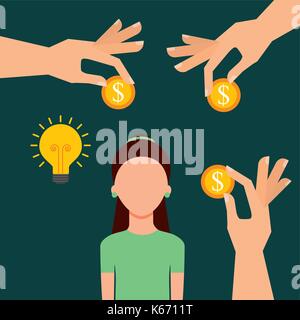 woman avatar donation charity support concept Stock Vector