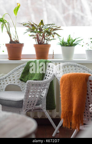 Restaurant interior. Pepper and salt on the table Stock Photo