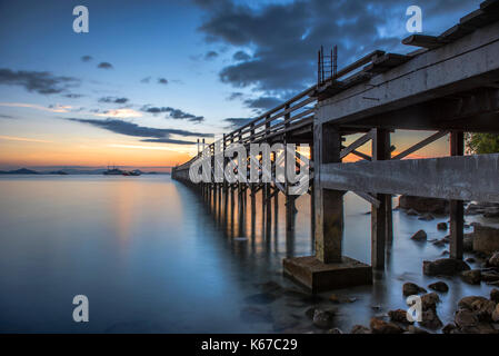 Wooden jetty, Labuan bajo, East Nusa Tenggara, Indonesia Stock Photo