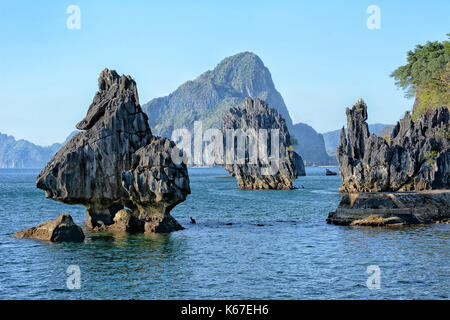 Limestone Formations at Lagen Island, El Nido, Palawan, Philippines Stock Photo