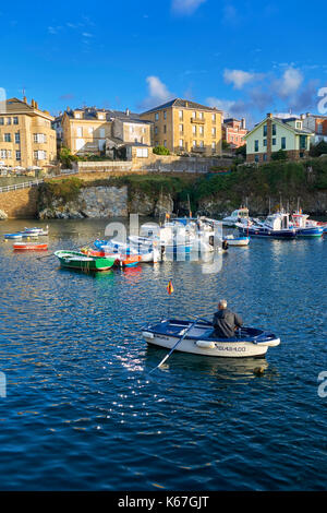 Fishing boats in the old town harbour of Tapia de Casariego. Asturias. Spain. Stock Photo