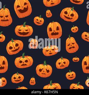 A vector illustration of Pumpkins Jack O Lantern Seamless Wallpaper Stock Vector