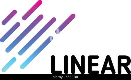 Diagonal strips. Isolated dotted line art logo template. Abstract linear rain logotype. Colorful geometric icon. Outline innovate design elements. Vector simple futuristic sign. Stock Vector