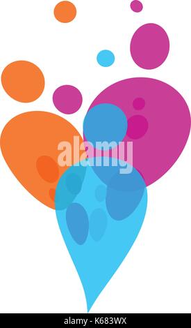 Colorful humans sillhouette sign. Celebrating people, abstract isolated logo. Stock Vector