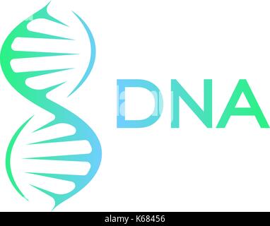 Abstract DNA molecule vector logo. Turquoise and blue color science sign. Laboratory of scientific discovery logotype. Stem cells cultivation technology research,medical business icon,design element. Stock Vector