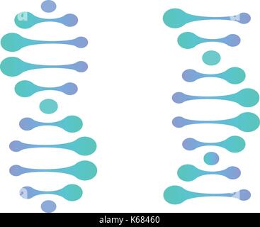 Abstract DNA molecule vector logo. Turquoise and blue color science sign. Laboratory of scientific discovery logotype. Stem cells cultivation technology research,medical business icon,design element. Stock Vector