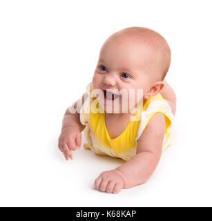 Cute baby smiling isolated on white background Stock Photo