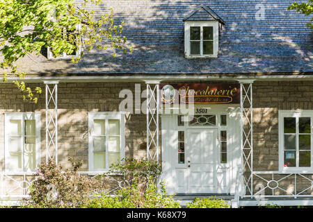 Ile D'Orleans, Canada - June 1, 2017: Chocolaterie sign and building store entrance in St-Francois Stock Photo