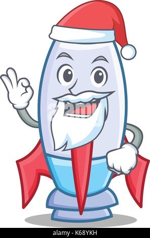Santa cute rocket character cartoon Stock Vector
