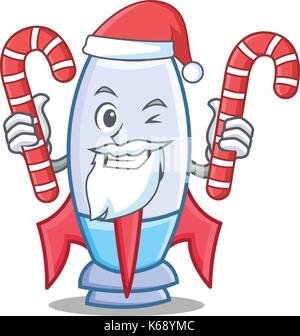 Santa with candy cute rocket character cartoon Stock Vector