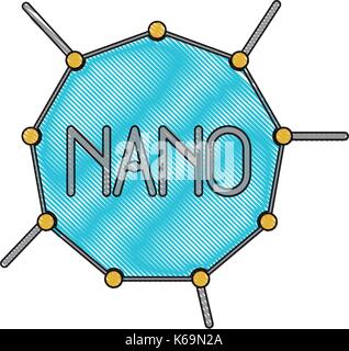 nano molecular structure in color crayon silhouette Stock Vector
