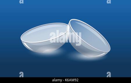 Contact lenses - modern vector realistic isolated object illustration on gradient blue background. High quality clip art for your commercial, advertis Stock Vector