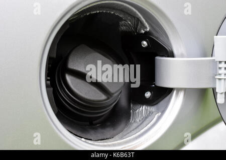 Close up of open car petrol cap cover. Stock Photo