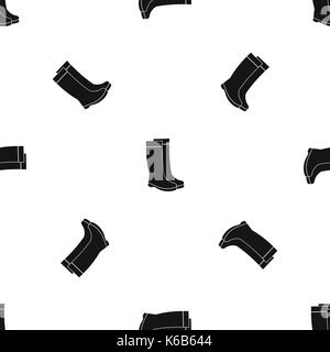 Rubber boots pattern seamless black Stock Vector