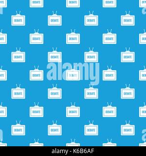 TV with the Debate inscription pattern seamless blue Stock Vector