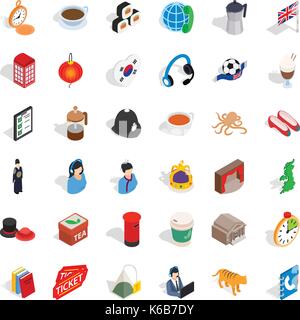Lantern icons set, isometric style Stock Vector