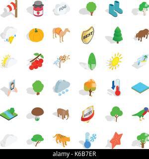 Tiger icons set, isometric style Stock Vector