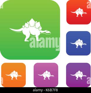 Stegosaurus dinosaur set color collection Stock Vector