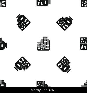 Jars with pickled vegetables and jam pattern seamless black Stock Vector