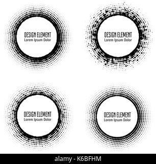 Halftone circle frame patterns. Logo design elements. Halftone circular ...
