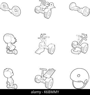 Balancing scooter icons set, outline style Stock Vector