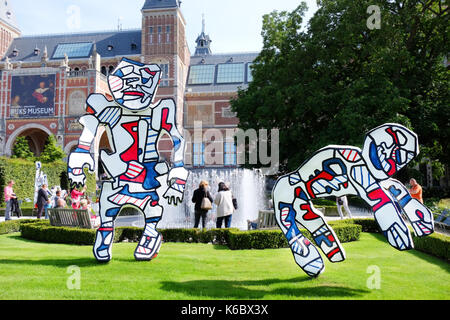 An exhibition of monumental sculptures of a french sculptor Jean Dubuffet at the garden of Rijksmuseum, Amsterdam Stock Photo