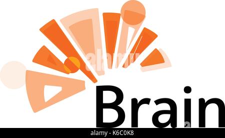 Brain Logo silhouette design vector template. Think Idea concept. Brain storm power thinking logotype icon. Isolated abstract unusual creative digital Stock Vector