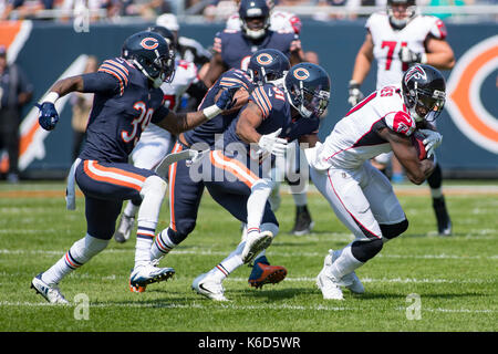 Chicago, Illinois, USA. 10th Sep, 2017. - Atlanta Falcons #11 Julio Jones is chased during the NFL Game between the Atlanta Falcons and Chicago Bears at Soldier Field in Chicago, IL. Credit: csm/Alamy Live News Stock Photo