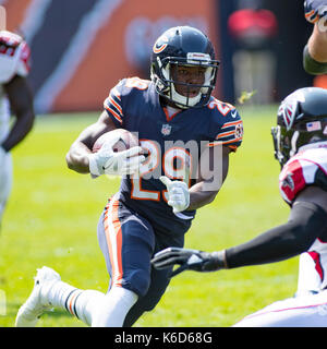 Chicago, Illinois, USA. 10th Sep, 2017. - Chicago Bears #29 Tarik Cohen in action during the NFL Game between the Atlanta Falcons and Chicago Bears at Soldier Field in Chicago, IL. Credit: csm/Alamy Live News Stock Photo