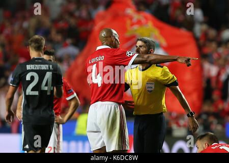 Lisbon, Portugal. 12th Sep, 2017. Benfica«s defender Luisao from Brazil during the SL Benfica v CSKA Moskva - UEFA Champions League round one match at Estadio da Luz on September 12, 2017 in Lisbon, Portugal. ( Credit: Bruno Barros/Alamy Live News Stock Photo