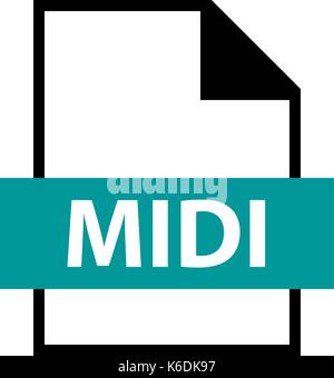Use it in all your designs. Filename extension icon MIDI Musical Instrument Digital Interface in flat style. Quick and easy recolorable shape Stock Vector