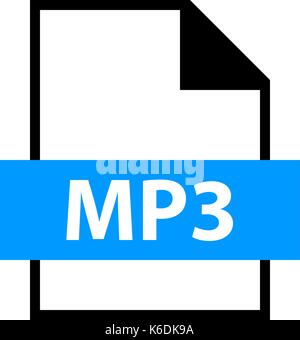 Use it in all your designs. Filename extension icon MP3 MPEG Audio Layer III in flat style. Quick and easy recolorable shape. Vector illustration Stock Vector