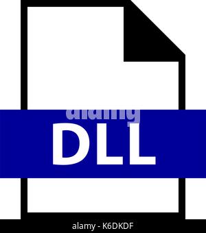 Use it in all your designs. Filename extension icon DLL Dynamic Link Library in flat style. Quick and easy recolorable shape. Vector illustration Stock Vector