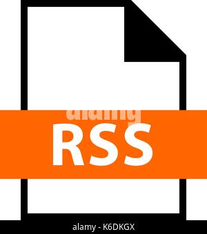 Use it in all your designs. Filename extension icon RSS Rich Site Summary or Really Simple Syndication in flat style. Quick and easy recolorable shape Stock Vector