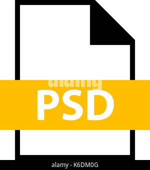 Use it in all your designs. Filename extension icon PSD PhotoShop Document in flat style. Quick and easy recolorable shape. Vector illustration a grap Stock Vector