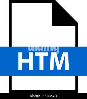 Use it in all your designs. Filename extension icon HTM or HTML HyperText Markup Language in flat style. Quick and easy recolorable shape Stock Vector