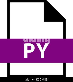 Use it in all your designs. Filename extension icon PY Python Script file in flat style. Quick and easy recolorable shape. Vector illustration a graph Stock Vector