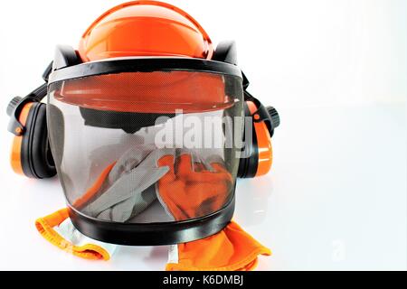 An image of a hardhat with gloves Stock Photo