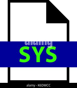 Use it in all your designs. Filename extension icon SYS filename extension in DOS and Windows operating systems in flat style. Vector illustration Stock Vector