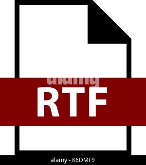 Use it in all your designs. Filename extension icon RTF Rich Text Format in flat style. Quick and easy recolorable shape. Vector illustration Stock Vector