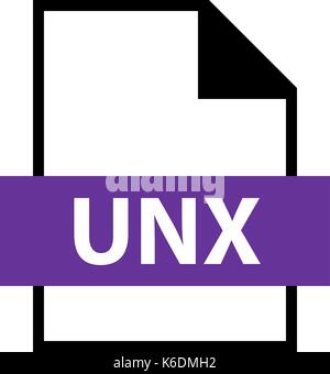 Use it in all your designs. Filename extension icon UNX Unix Text File in flat style. Quick and easy recolorable shape. Vector illustration Stock Vector