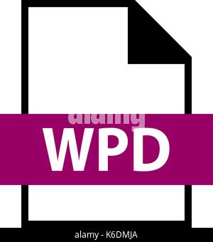 Use it in all your designs. Filename extension icon WPD Word Perfect Document in flat style. Quick and easy recolorable shape. Vector illustration Stock Vector