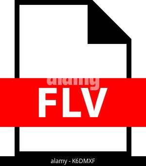 Use it in all your designs. Filename extension icon FLV Flash Video in flat style. Quick and easy recolorable shape. Vector illustration Stock Vector