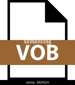 Use it in all your designs. Filename extension icon VOB DVD-Video Object or Versioned Object Base in flat style. Quick and easy recolorable shape. Stock Vector