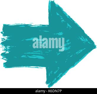 Use it in all your designs. Green arrow sign painted by paint brushstroke. Ink sketch drawing created in handmade technique. Quick and easy recolorabl Stock Vector