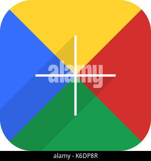 Use it in all your designs. Web button adding followers. Google social network web icon with plus sign and long shadow. Rounded square shape in simple Stock Vector