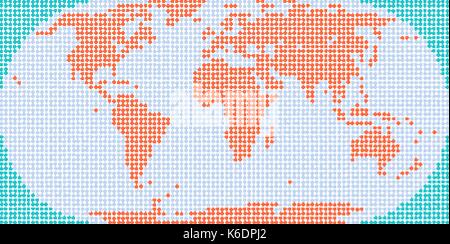 Use it in all your designs. World map atlas background in flat dotted style in circular shapes. Quick and easy recolorable shape. Vector illustration  Stock Vector
