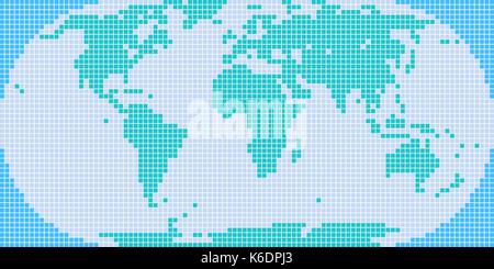 Use it in all your designs. World map atlas background in flat dotted style in square shapes. Quick and easy recolorable shape. Vector illustration a  Stock Vector